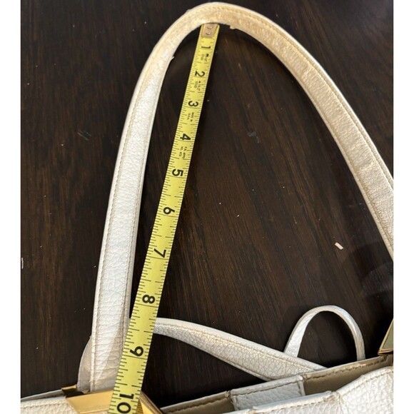 Lauren  Ralph Lauren White/ Crème Medium Tote Bag Purse Gold Accents 12”x12”x4” - Picture 12 of 16
